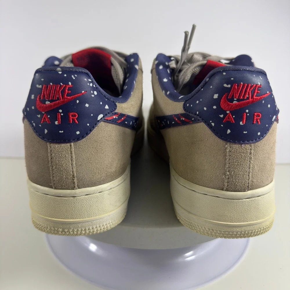 Nike Air‎ Force 1 Low Suede Tan Navy Speckled Swoosh Men US 11 Sneakers